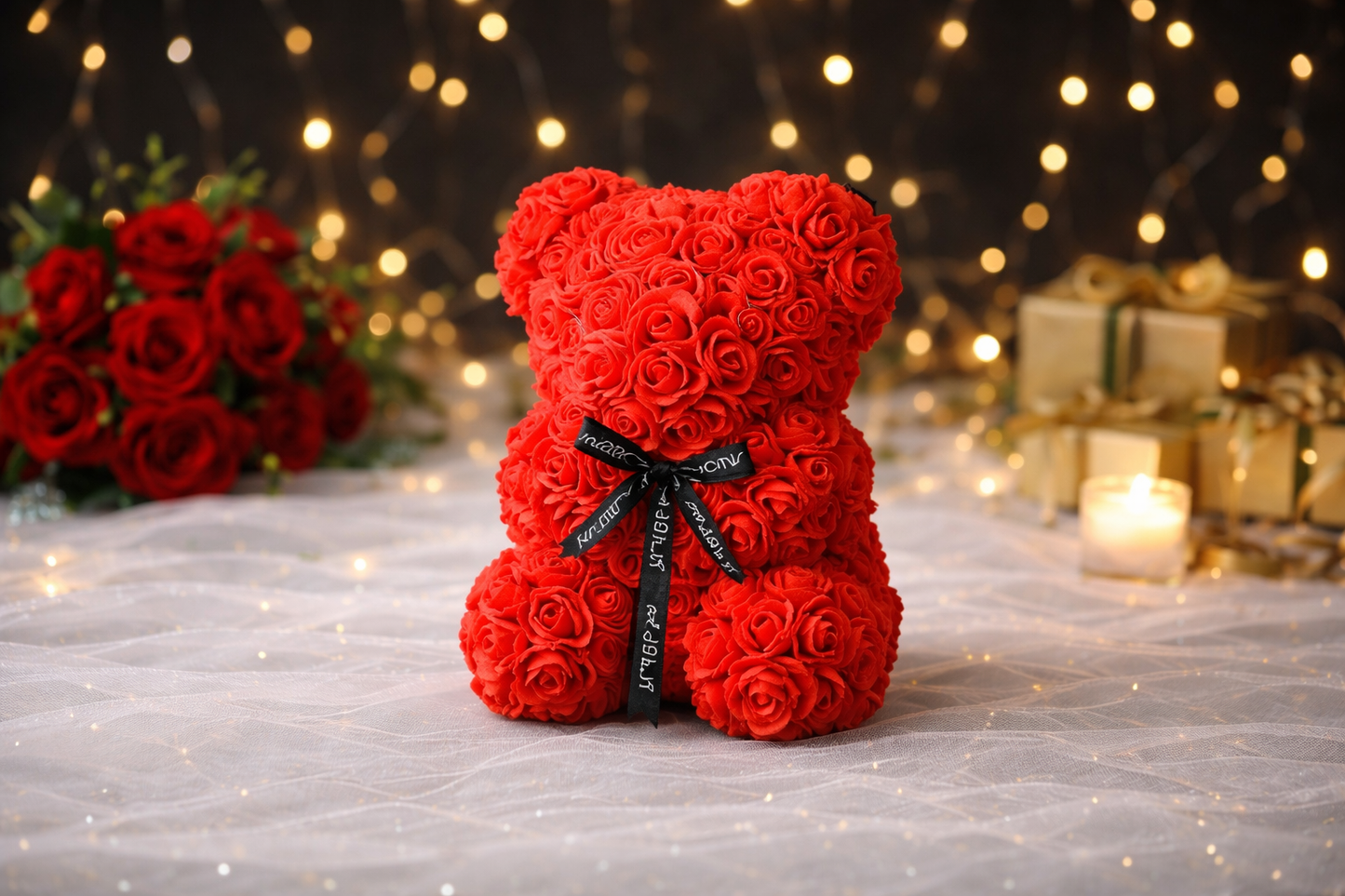 Ourson en Roses Éternelles 25cm